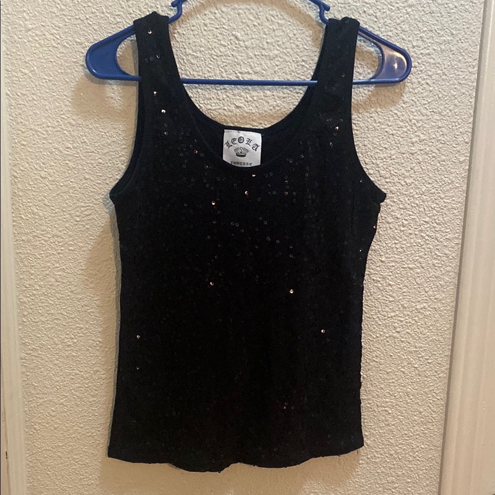 Black sequin Tank Top M